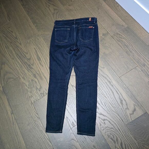 7 For All Mankind The High Rise Ankle Skinny Dark Wash Jeans - Picture 7 of 10